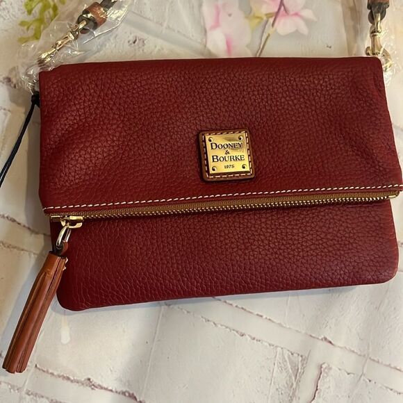 DOONEY & BOURKE PEBBLE GRAIN LEATHER FOLDOVER ZIP CROSSBODY NWT - Picture 5 of 16